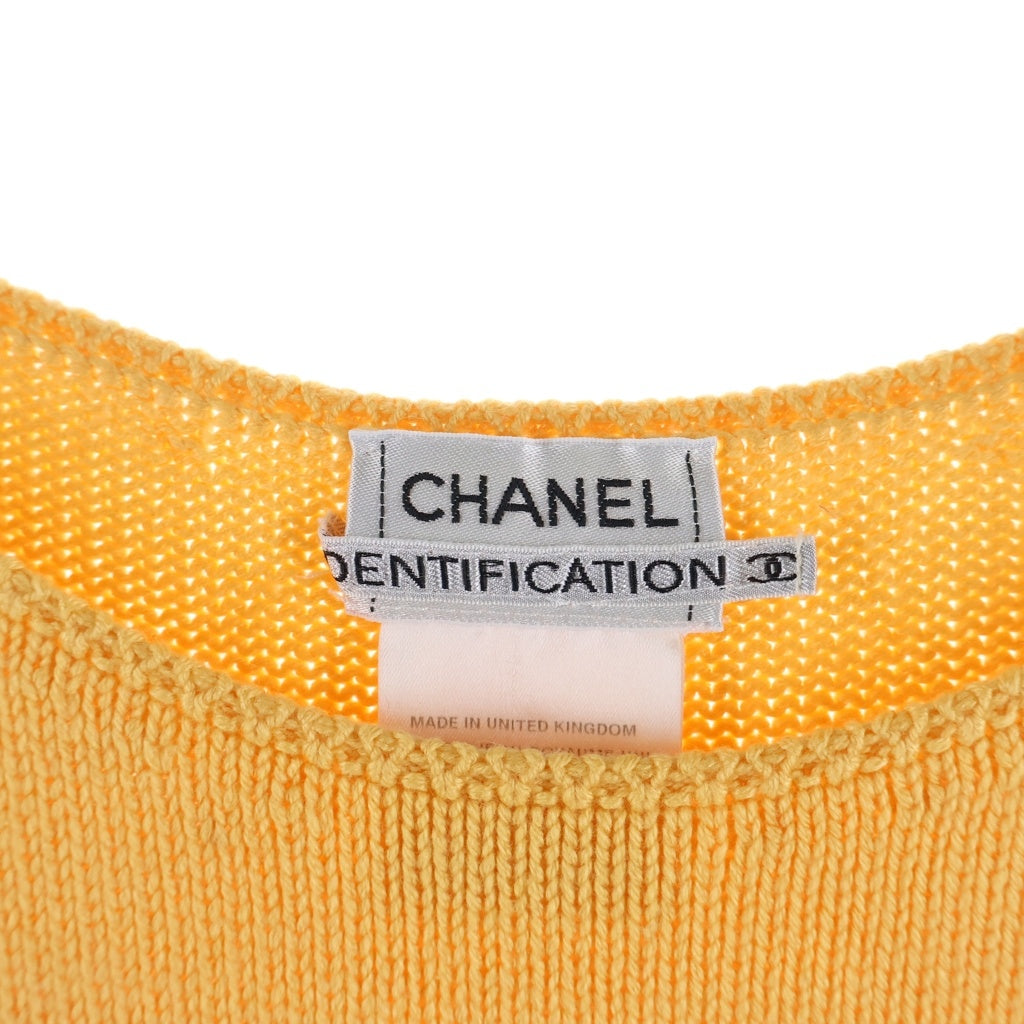 CHANEL(シャネル) 00C カシミヤ シルク ノースリーブ プルオーバー ニット ベスト セーター イエロー レディース