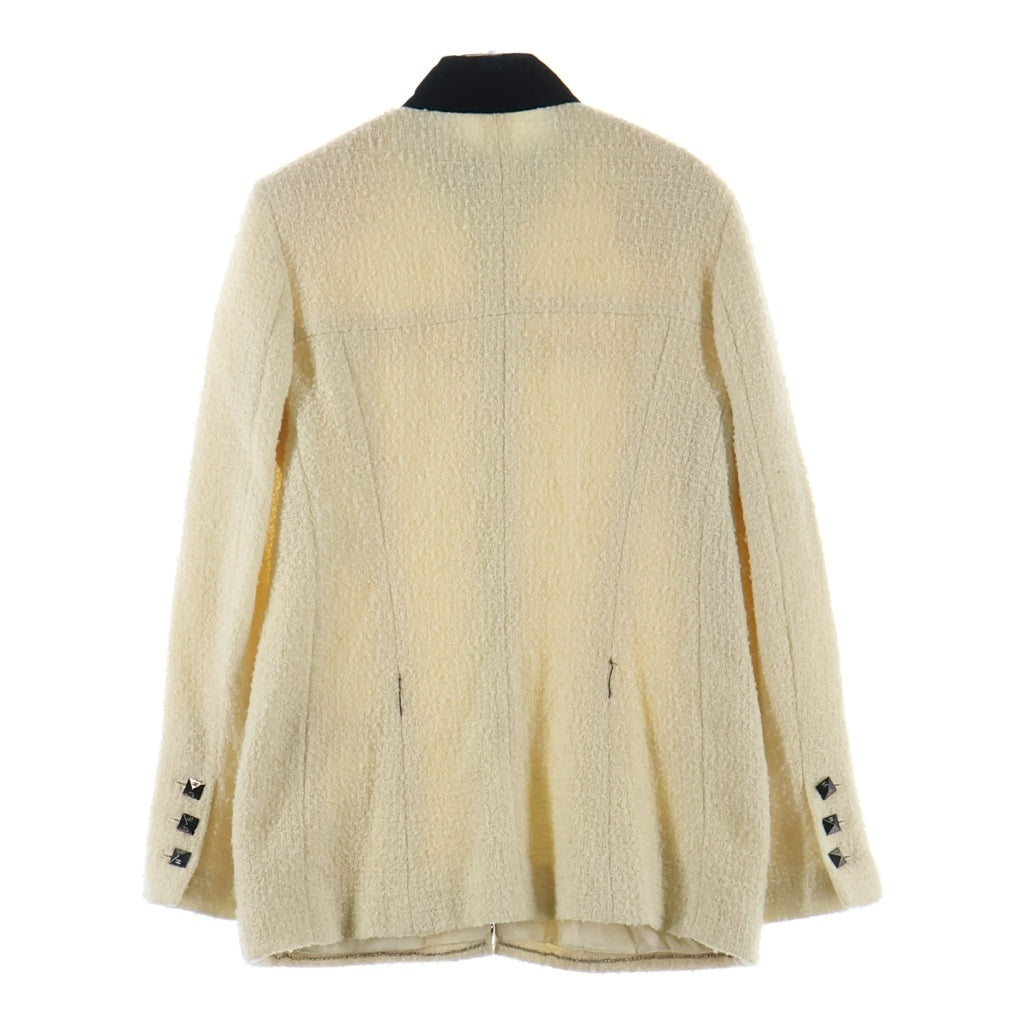 CHANEL(シャネル) 03AW VINTAGE Zip-Up Tweed Jacket ジップアップ 襟ベロア切り替え ツイードジャケット アイボリー P22339V13173 レディース