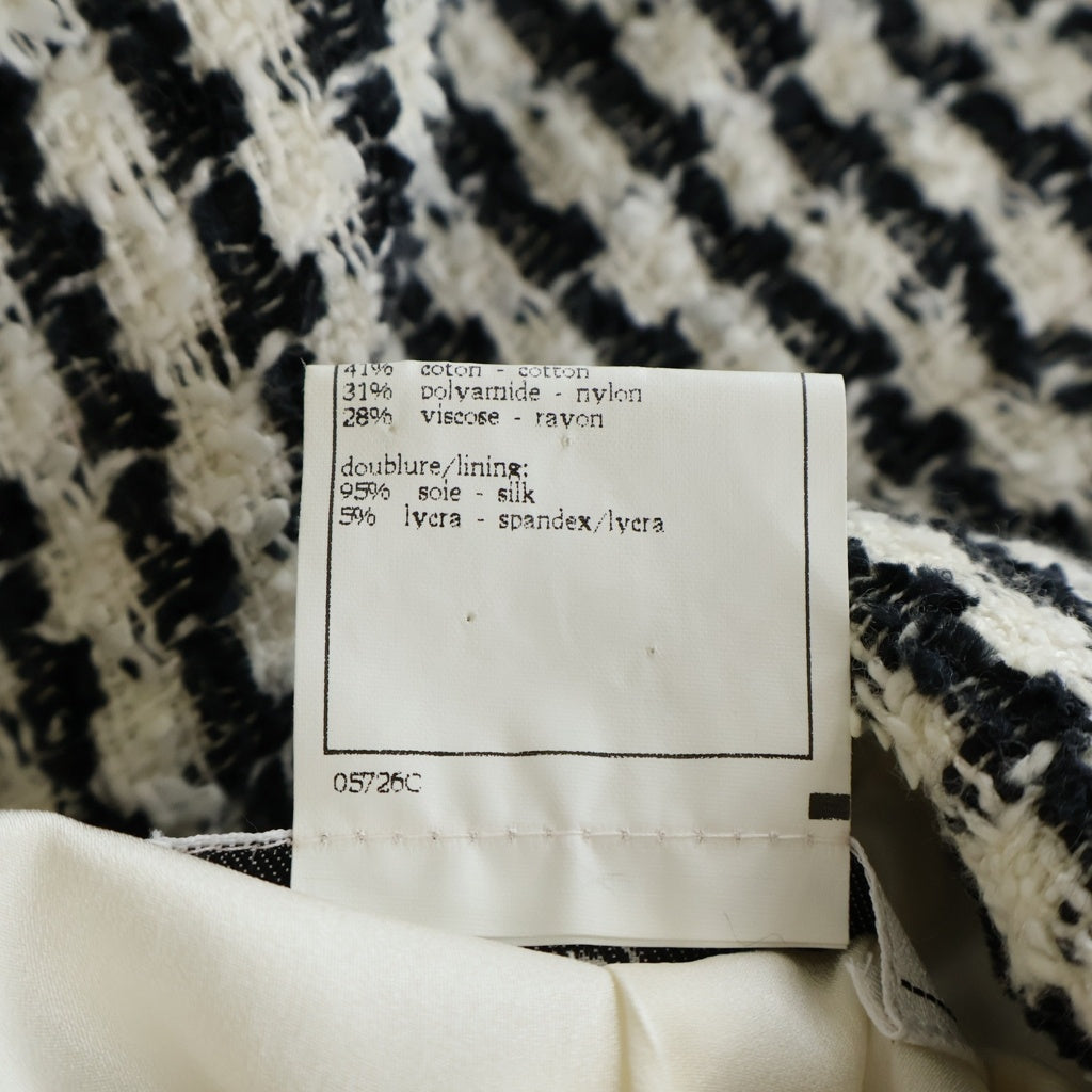 CHANEL(シャネル) 97SS VINTAGE Tweed Jacket ココマークボタン ツイード3Bテーラードジャケット 千鳥柄 フランス製 ブラック/ホワイト P07662V05489 レディース