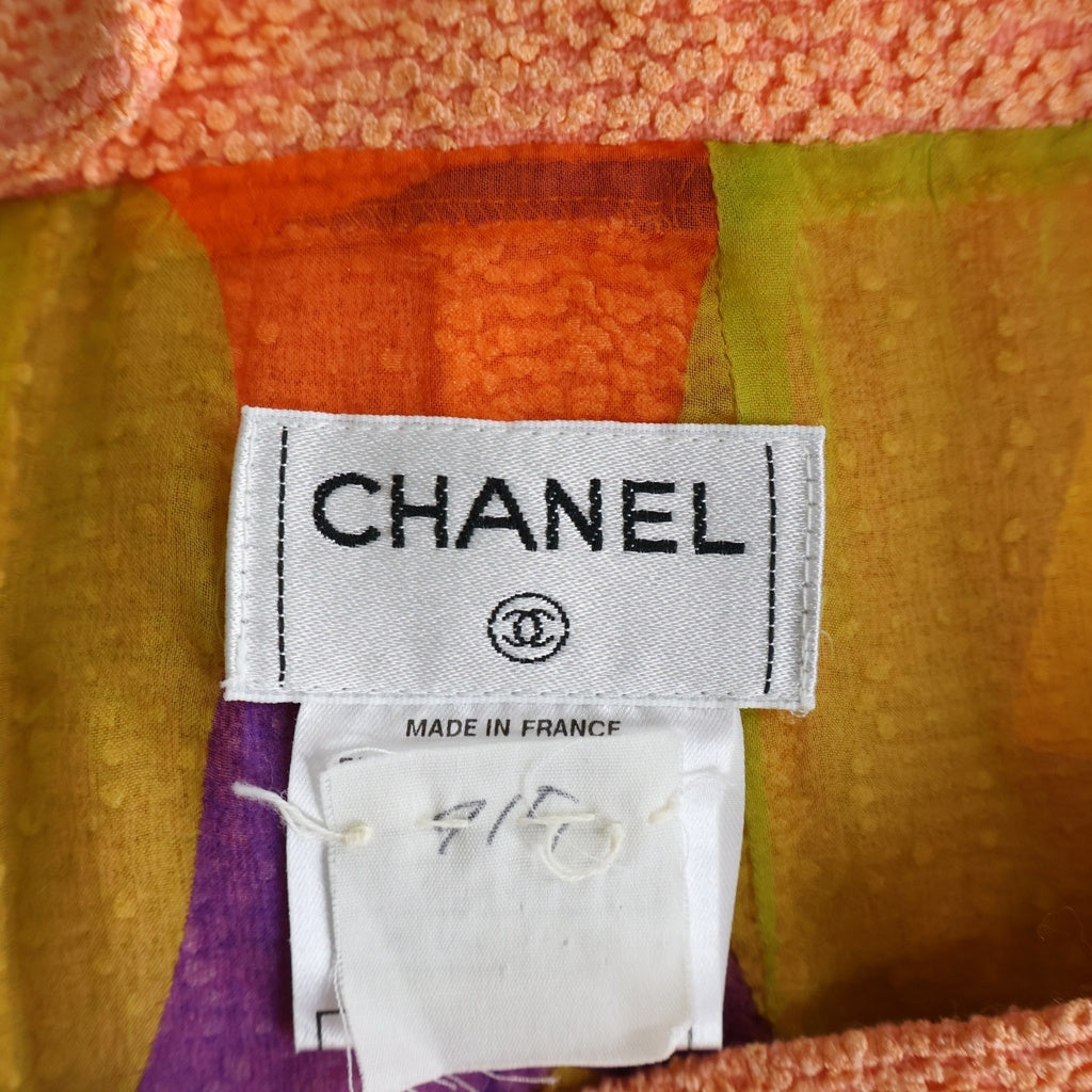 CHANEL(シャネル) 00T セットアップ ウール混 裏地スカーフ ショートジャケット ミディアム スカート ピンク レディース P15634W02605