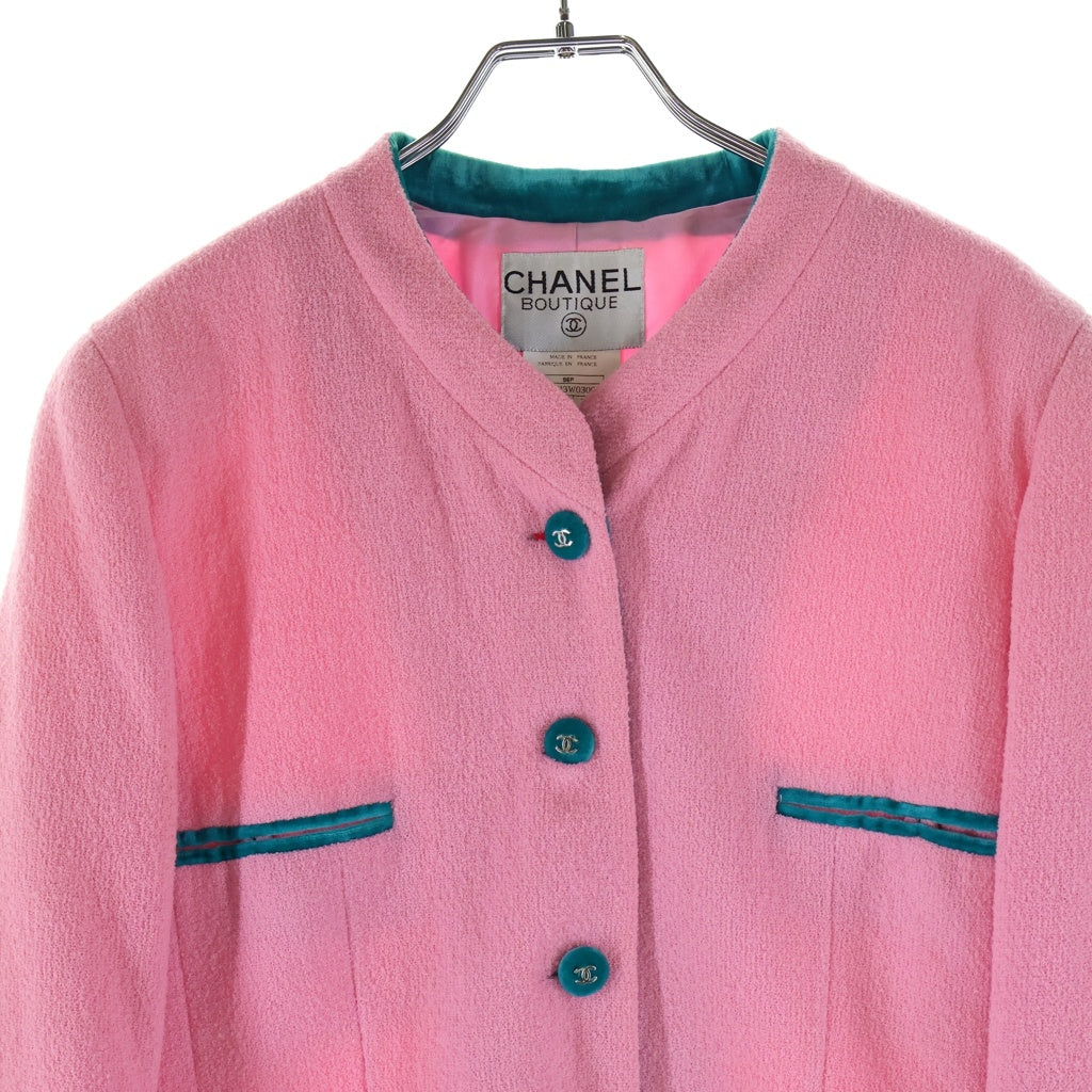CHANEL(シャネル) 96SS VINTAGE PINK BLAZER SKIRT SET セットアップ ジャケット スカート ウール ナイロン ピンク P07023W03001 レディース