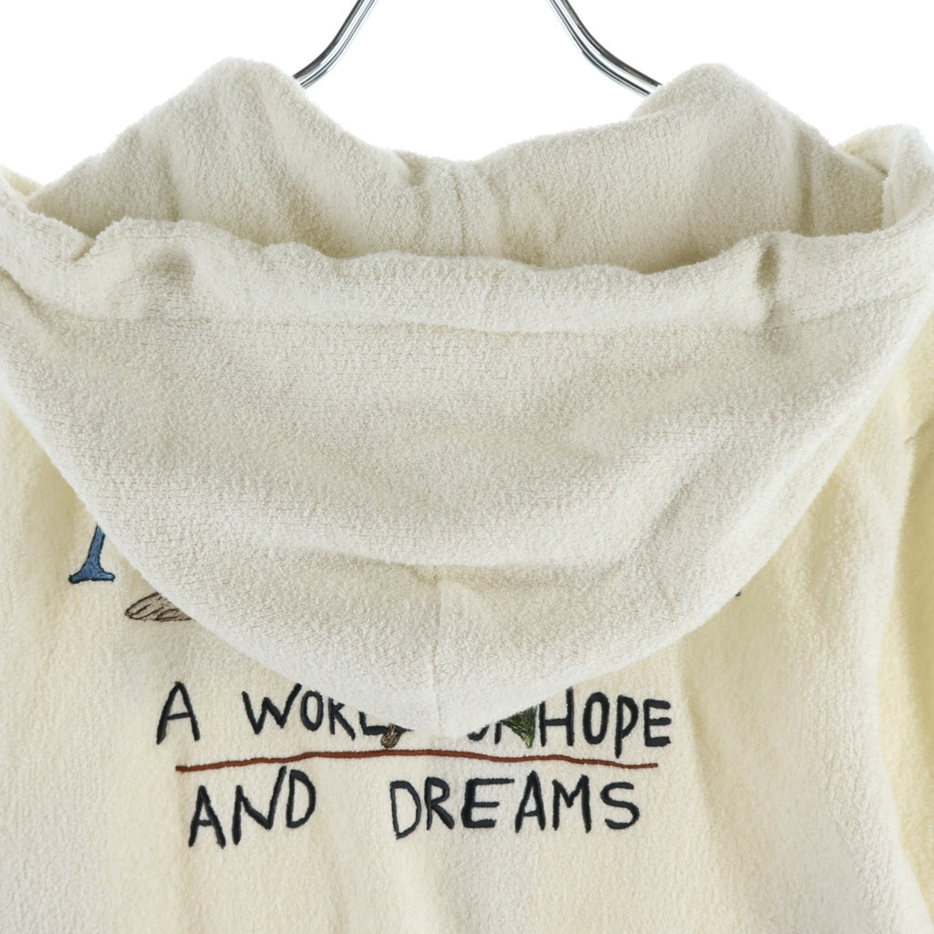 AMIRI(アミリ) 26SS Hope And Dreams Hoodie クロップド ジップアップフーディー パーカー パイル地 コットン ナイロン ホワイト AWTOKN1037 レディース