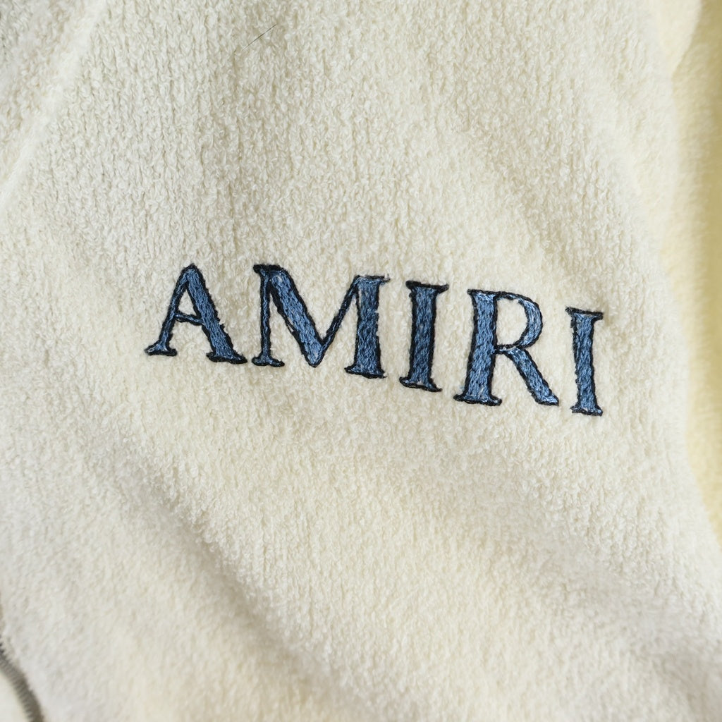 AMIRI(アミリ) 26SS Hope And Dreams Hoodie クロップド ジップアップフーディー パーカー パイル地 コットン ナイロン ホワイト AWTOKN1037 レディース