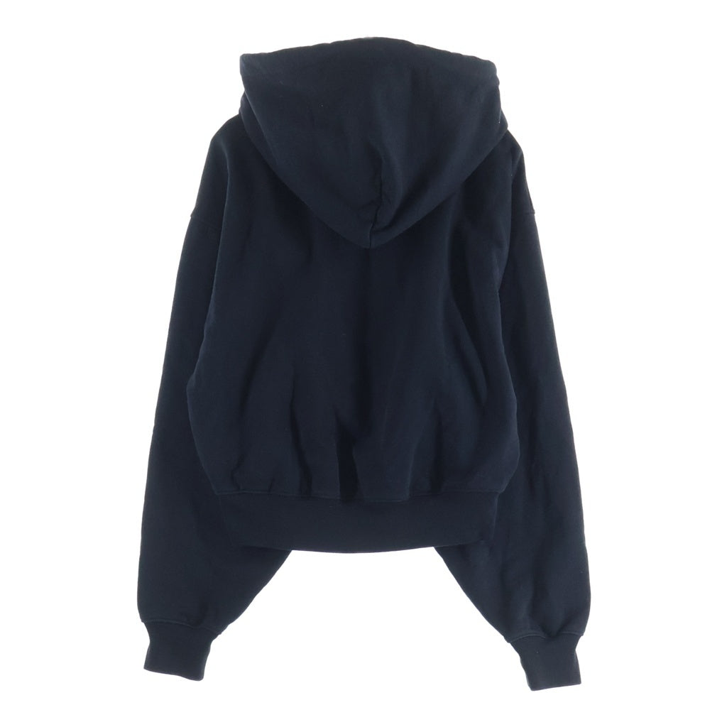 ALEXANDER WANG(アレキサンダーワン) Cotton Hoodie クロップド ジップアップフーディー パーカー コットン クリスタルドローコード ブラック 1CC2262779 レディース