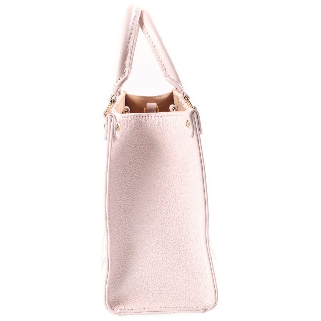 LOUIS VUITTON(ルイヴィトン) オンザゴーPM モノグラム アンプラント レザー キルティング 2WAY ハンド ショルダーバッグ ゴールド金具 ピンク M28528 レディース