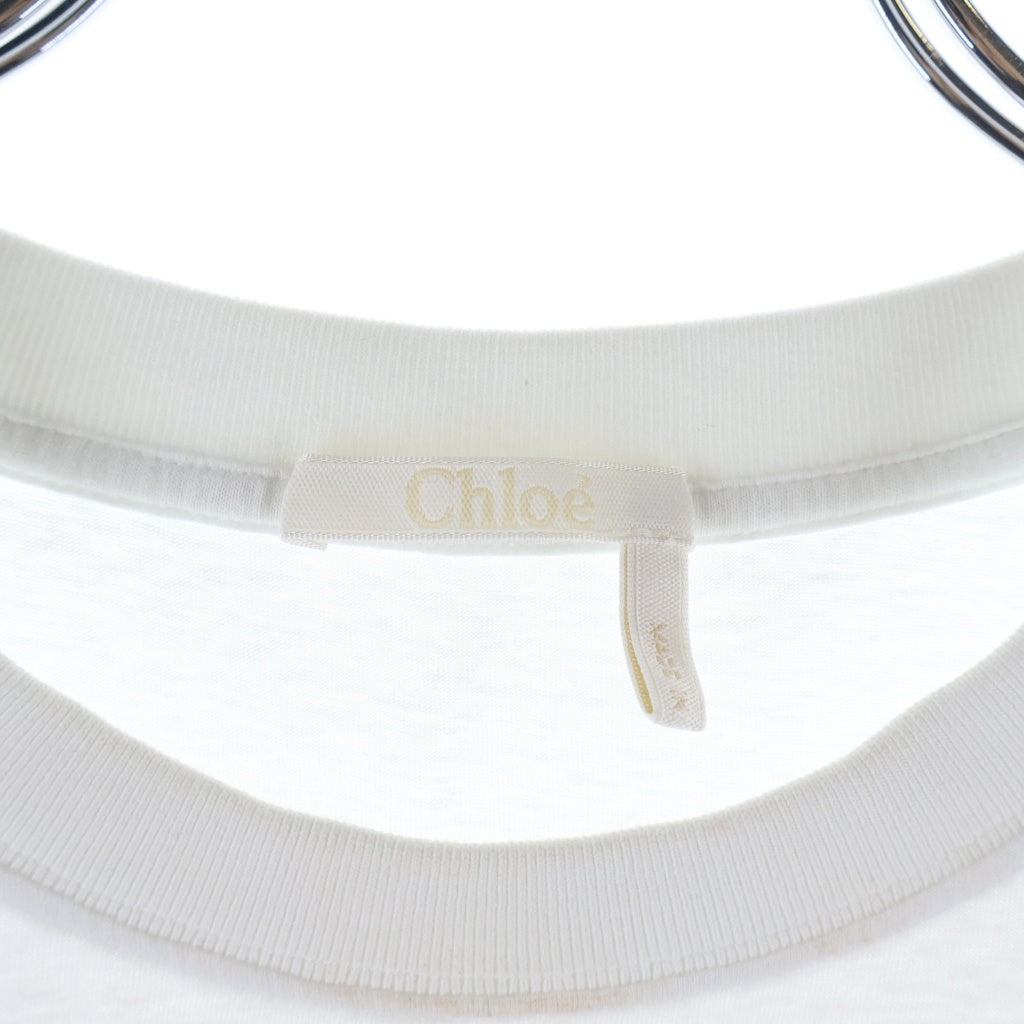 Chloe(クロエ) マルチカラーロゴ刺繍 半袖Tシャツ カットソー ホワイト レディース C24UJH01184 101