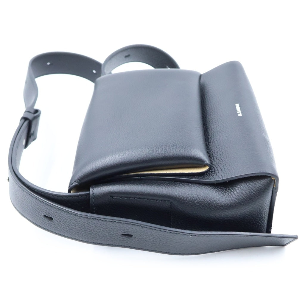 JIL SANDER(ジルサンダー) ENVELOPE MESSENGER MINI エンベロープ メッセンジャー ミニ レザー ショルダーバッグ ブラック