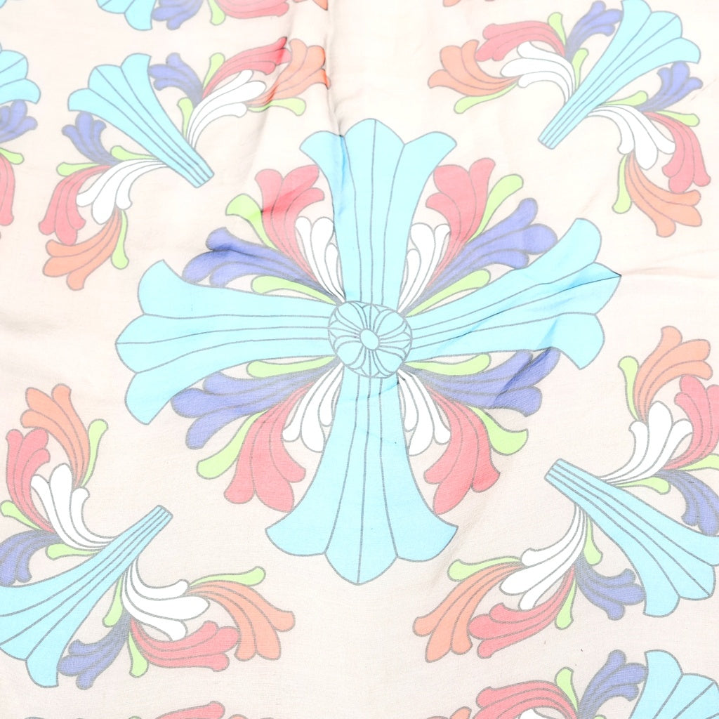 CHROME HEARTS(クロムハーツ) FLRL CRS PRINT SCARF マルチフローラルクロス プリントシルクスカーフ グレー/マルチカラー レディース