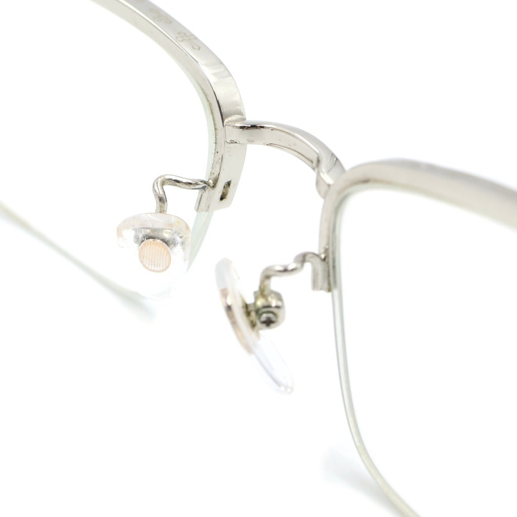 CHROME HEARTS(クロムハーツ) SUGAR WALLS ウッドテンプル ハーフリムメガネ 眼鏡 アイウェア ブラウン/シルバー 度入り