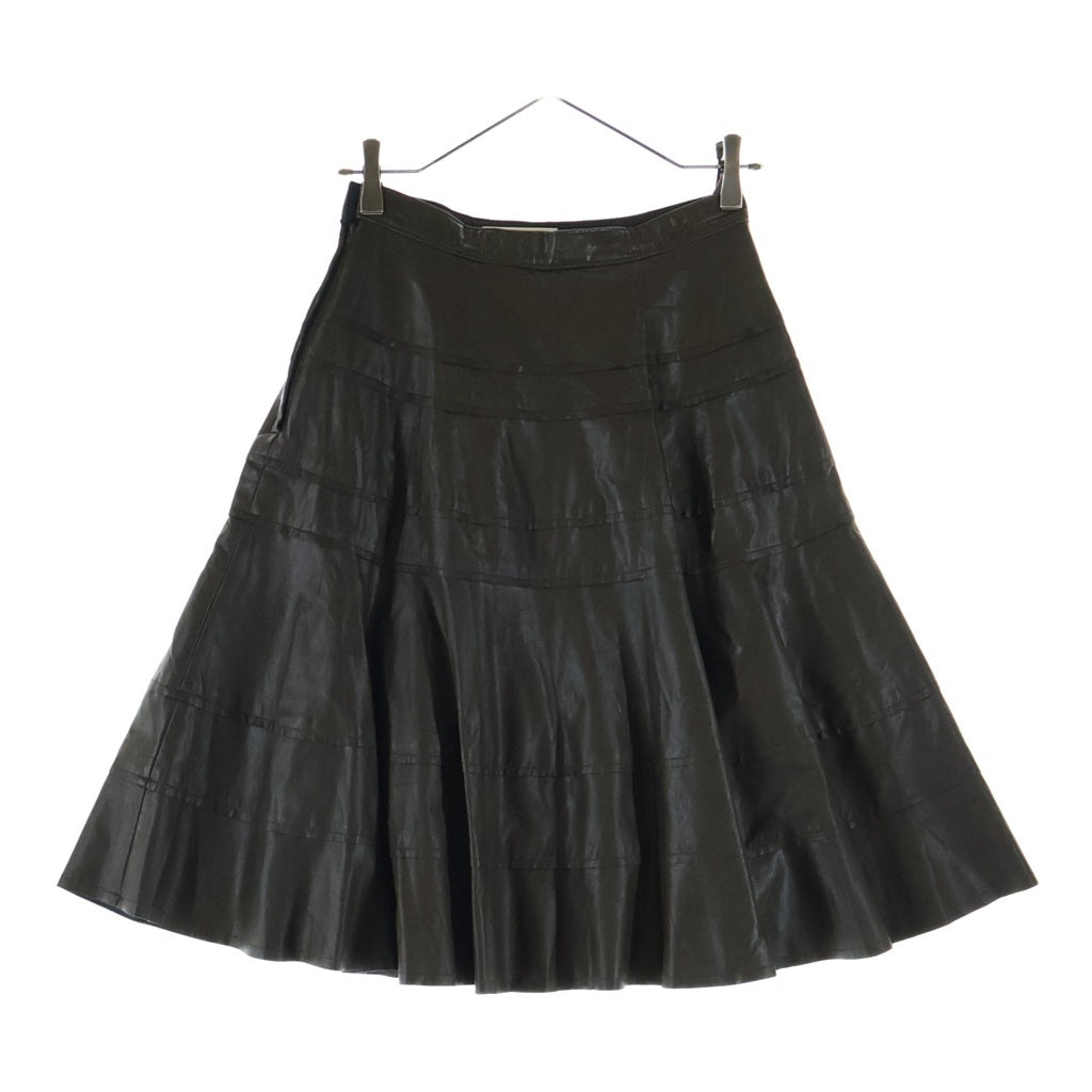 COMME des GARCONS(コムデギャルソン) 01AW AD2001 フェイクレザー ミディアム フレアスカート カーキ レディース TD-S067