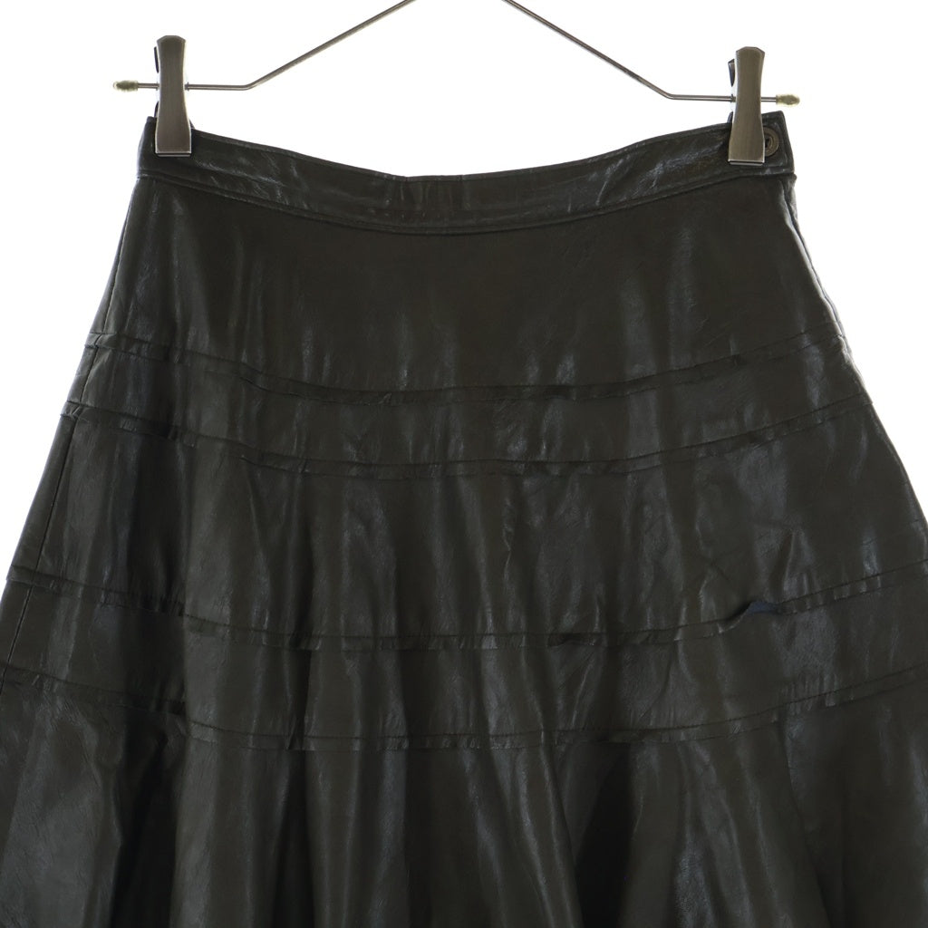 COMME des GARCONS(コムデギャルソン) 01AW AD2001 フェイクレザー ミディアム フレアスカート カーキ レディース TD-S067