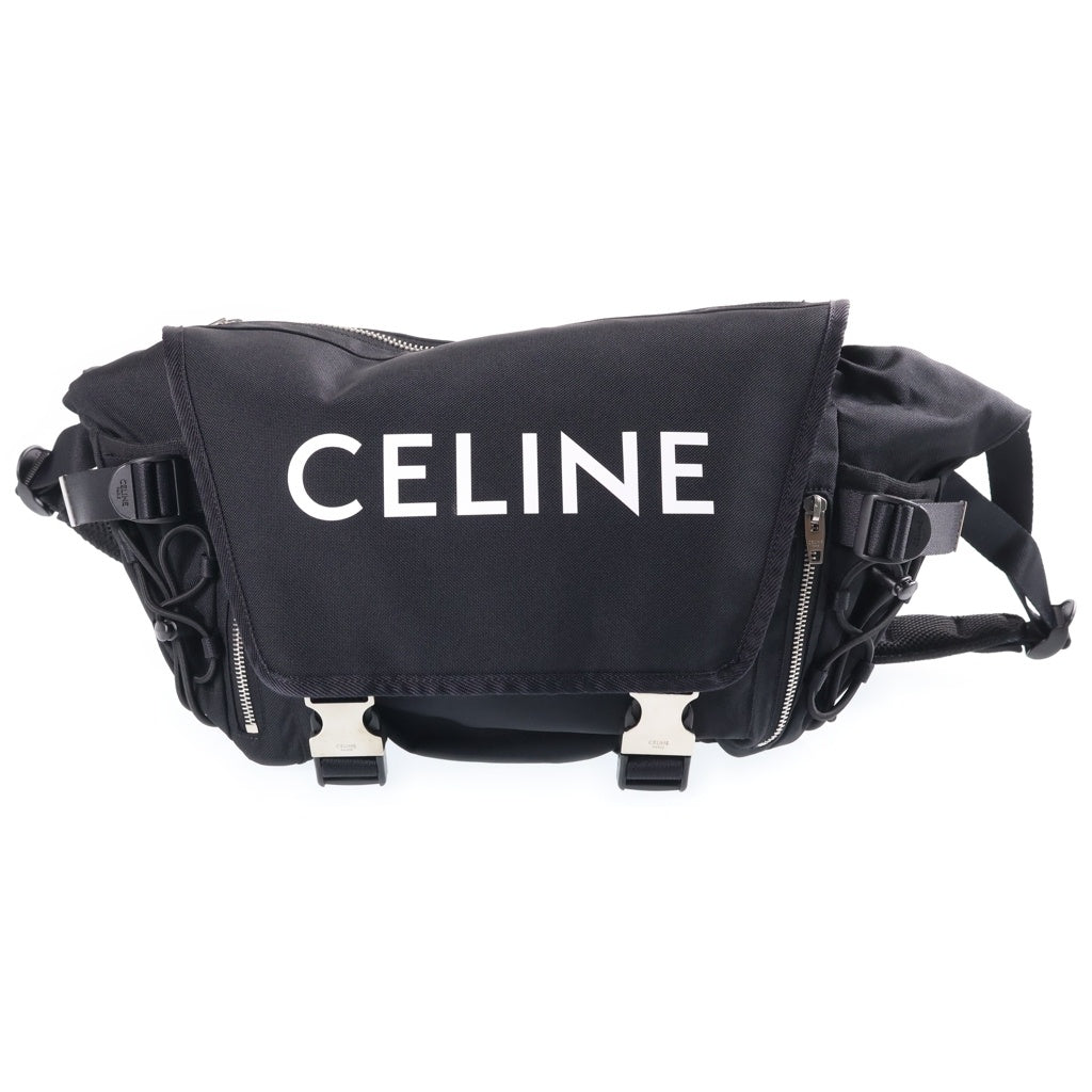 CELINE(セリーヌ) ロゴトレッキング メッセンジャーバッグ ショルダーバッグ ブラック キャンバス シルバー金具