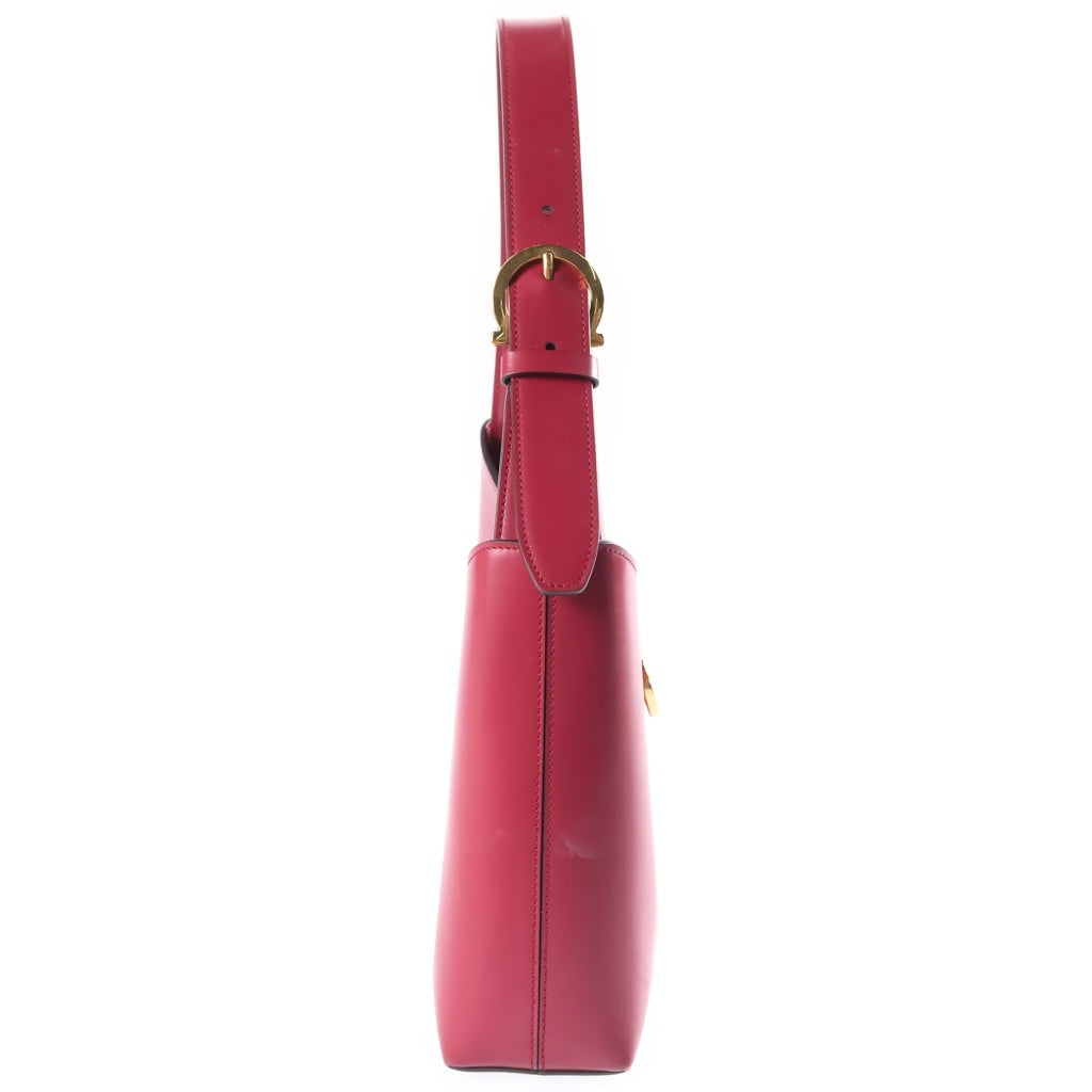 Salvatore Ferragamo(サルヴァトーレ フェラガモ) ガンチーニ ワンショルダーバッグ ハンドバッグ ピンク レザー EZ-21 0926 ゴールド金具 レディース