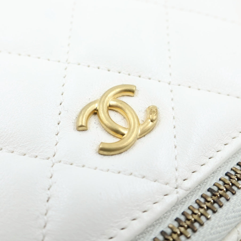 CHANEL(シャネル) キルティング バニティ チェーンショルダーバッグ ミニバッグ ホワイト レザー AP1341 ゴールド金具 レディース