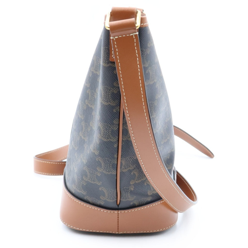 CELINE(セリーヌ) トリオンフ スモール バケット レザー ショルダーバッグ ブラウン 191442CAS04LU レディース