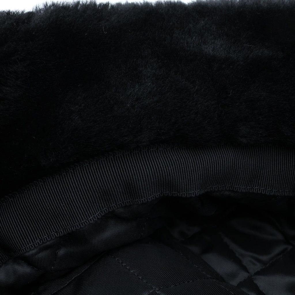 PRADA(プラダ) トライアングルロゴ シアリング バケットハット 帽子 シープスキン染ファー ブラック 2HC137 2EC9
