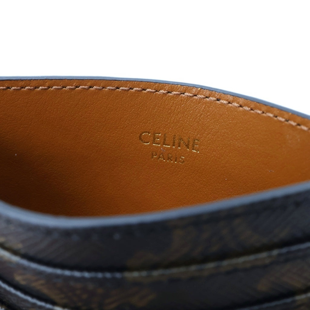 CELINE(セリーヌ) トリオンフ カードケース パスケース ブラウン PVCレザー ゴールド金具 レディース