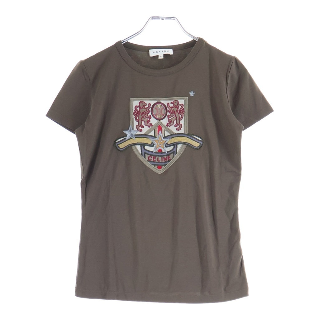 CELINE(セリーヌ) エンブレム刺繍Tシャツ ブラウン コットン 29A192213 レディース