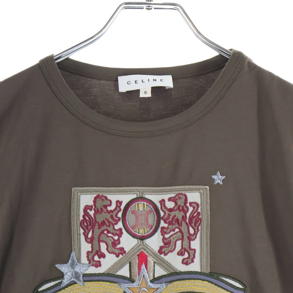 CELINE(セリーヌ) エンブレム刺繍Tシャツ ブラウン コットン 29A192213 レディース
