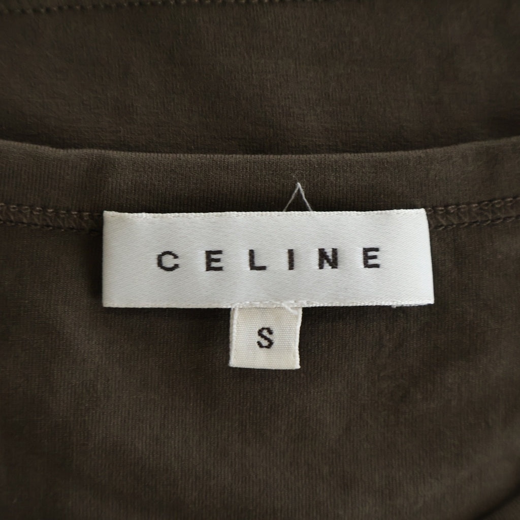CELINE(セリーヌ) エンブレム刺繍Tシャツ ブラウン コットン 29A192213 レディース