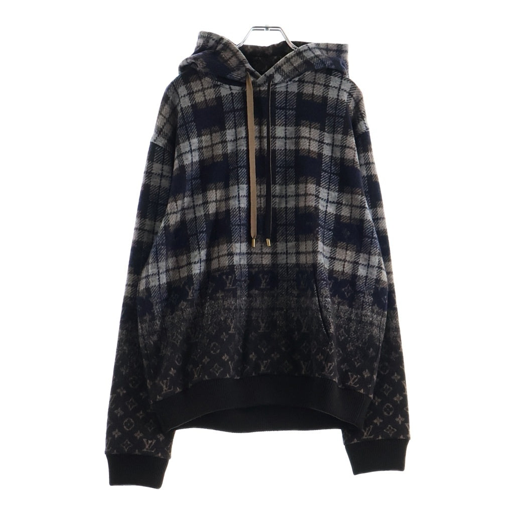 LOUIS VUITTON(ルイヴィトン) モノグラム フェイデッド プレイド フーディ パーカー ウール ブラウン×グレー 1AJCB0
