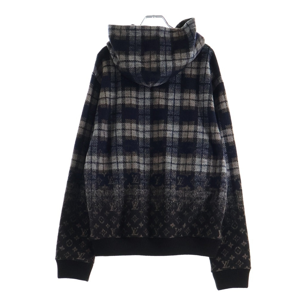 LOUIS VUITTON(ルイヴィトン) モノグラム フェイデッド プレイド フーディ パーカー ウール ブラウン×グレー 1AJCB0