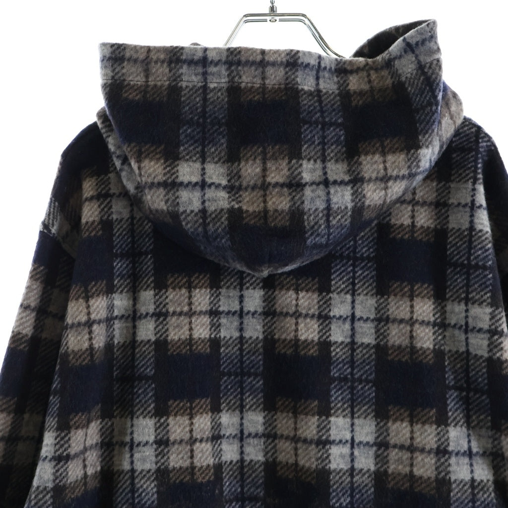 LOUIS VUITTON(ルイヴィトン) モノグラム フェイデッド プレイド フーディ パーカー ウール ブラウン×グレー 1AJCB0