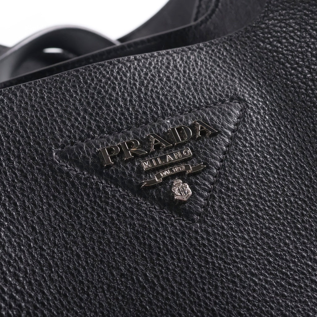 PRADA(プラダ) トートバッグ ヴィッテロ ハンドバッグ ブラック レザー 1BG338 シルバー金具 レディース