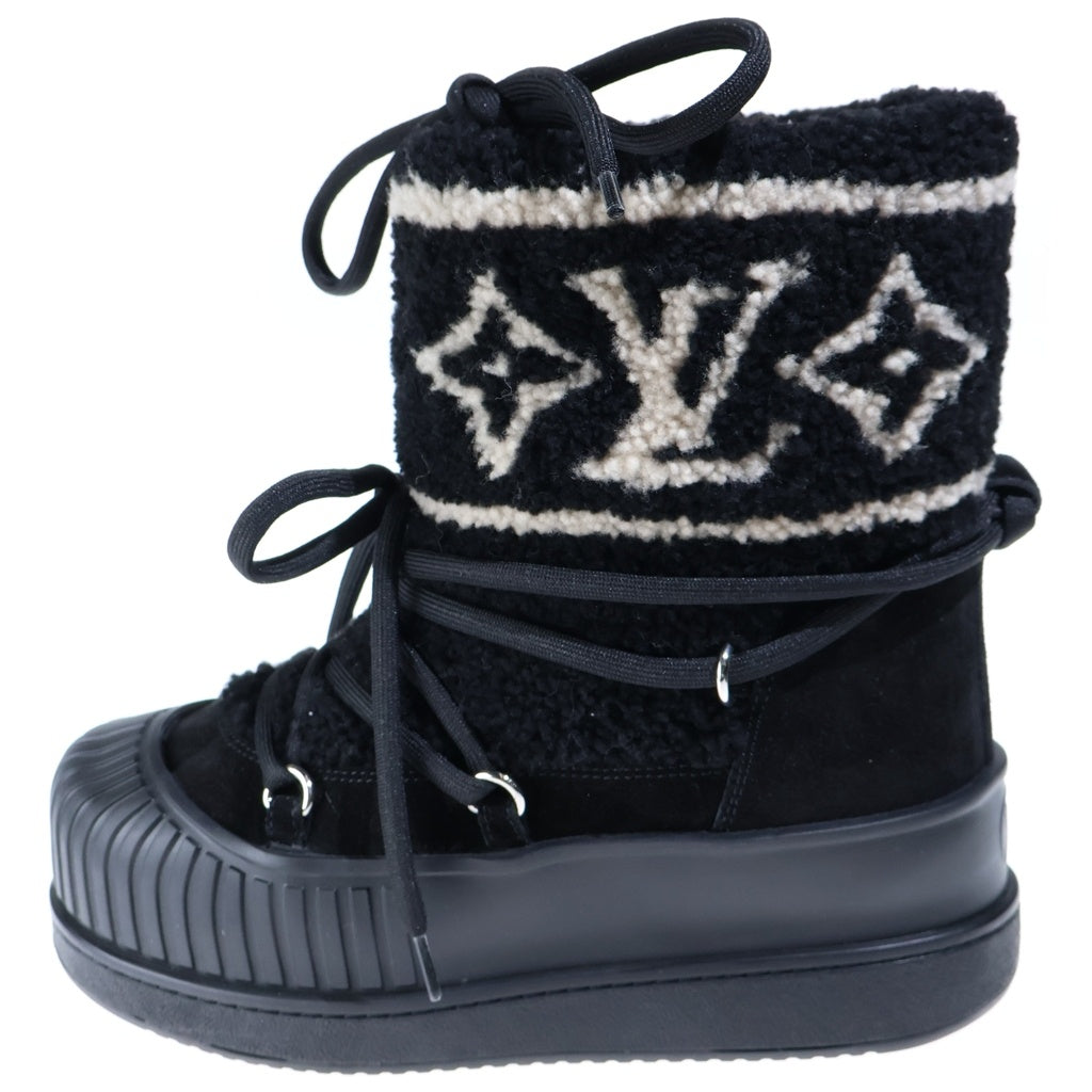 LOUIS VUITTON(ルイヴィトン) ポーラーライン ボア切り替え ロングブーツ シューズ ラバーソール ブラック CL 0271 レディース