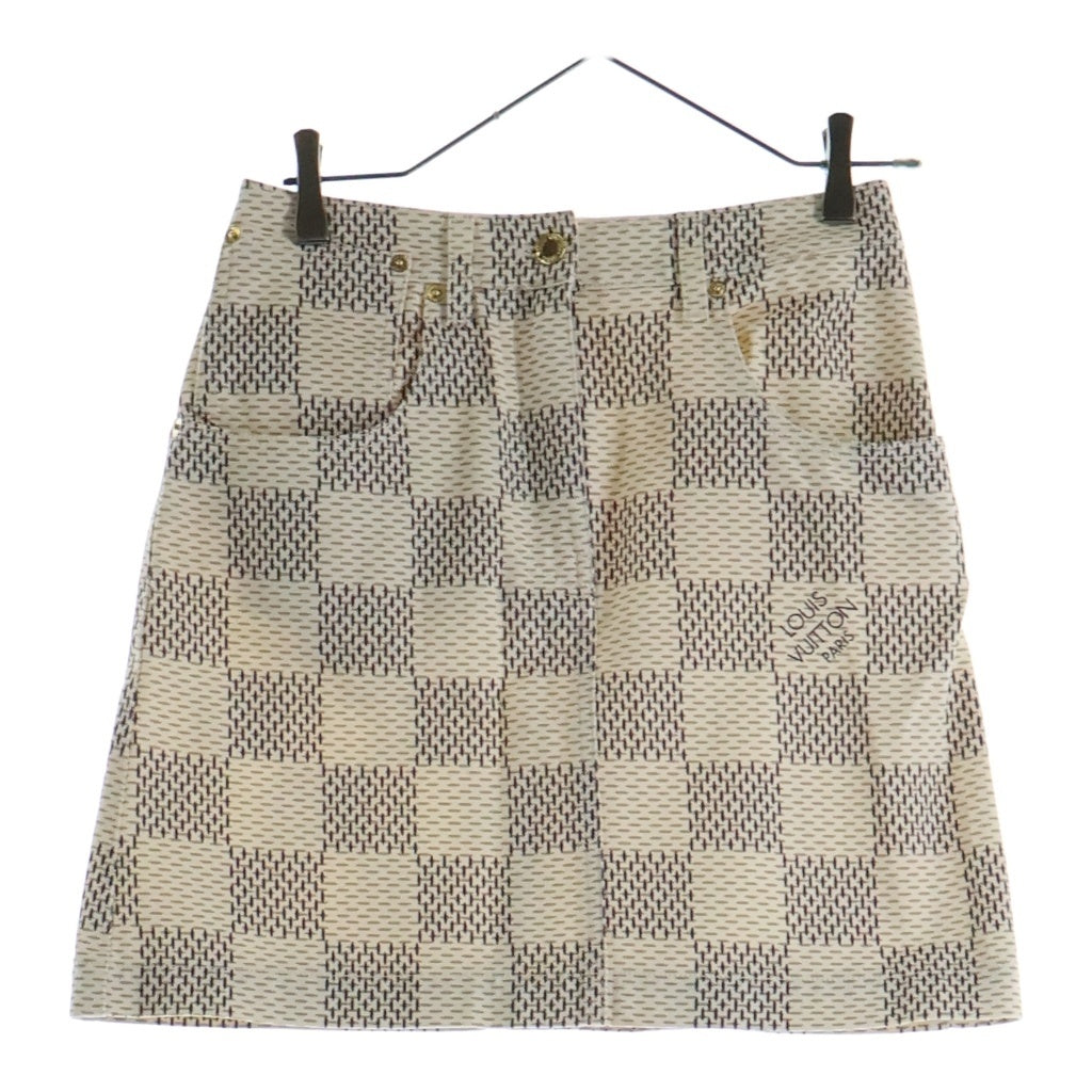 LOUIS VUITTON(ルイヴィトン) 22SS ダミエ 総柄スカート コットン ロゴ ホワイト RW221W KE3 FMSK20 レディース