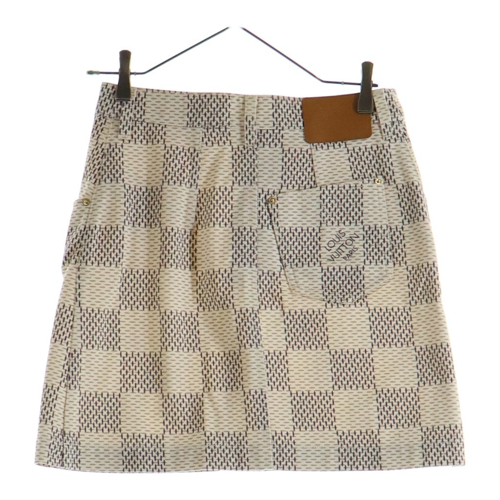 LOUIS VUITTON(ルイヴィトン) 22SS ダミエ 総柄スカート コットン ロゴ ホワイト RW221W KE3 FMSK20 レディース