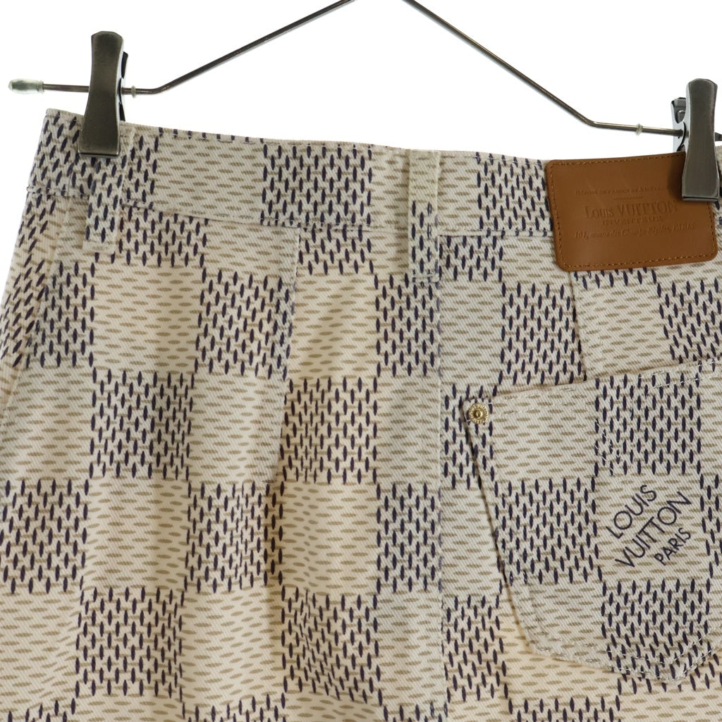 LOUIS VUITTON(ルイヴィトン) 22SS ダミエ 総柄スカート コットン ロゴ ホワイト RW221W KE3 FMSK20 レディース