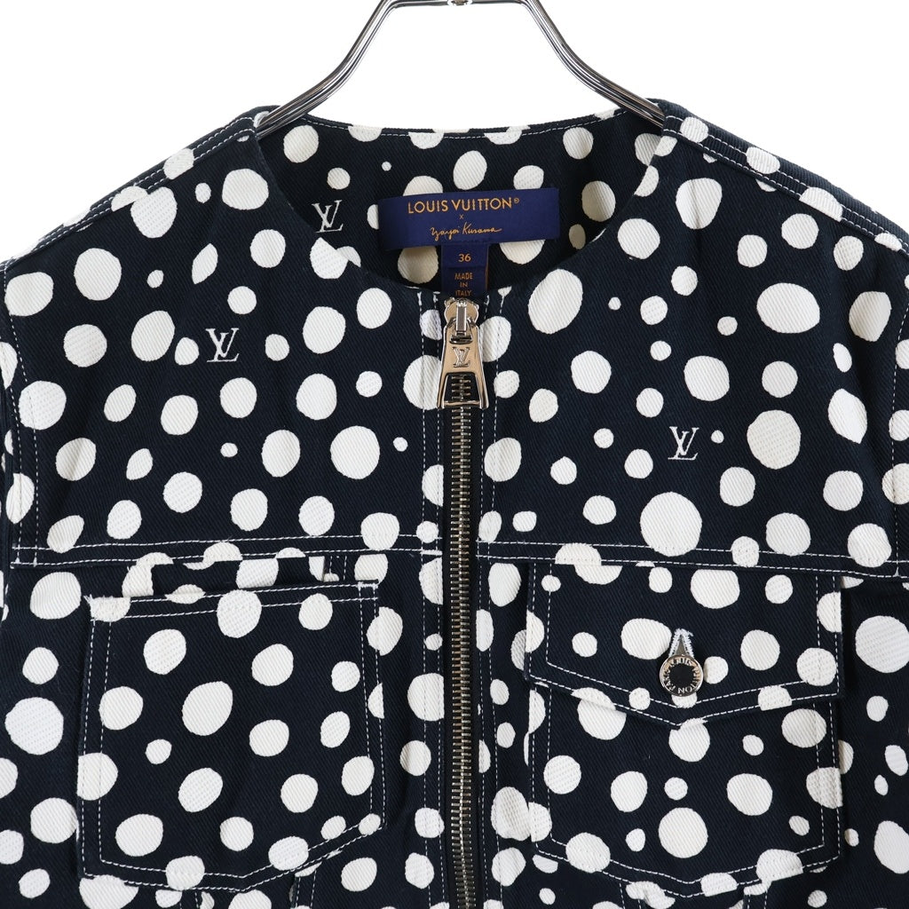 LOUIS VUITTON(ルイヴィトン) ×YK インフィニティドット ジップアップ ノーカラージャケット コットン ブラック/ホワイト RW231J U84 FOJA32 レディース