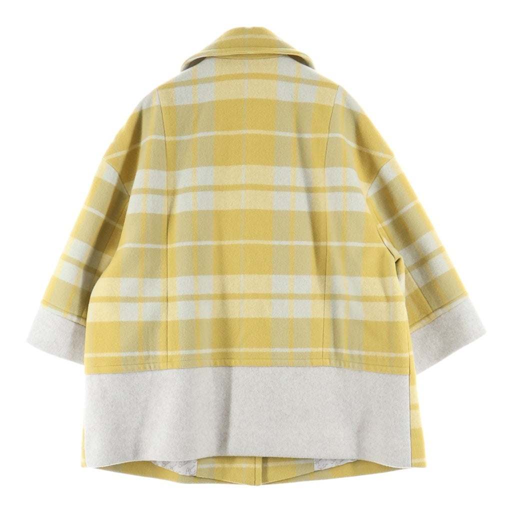 Aquascutum(アクアスキュータム) ウール チェック柄ピーコート ショートコート イエロー S6400 5003450130 レディース