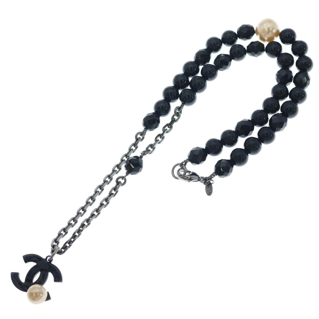 CHANEL(シャネル) ココマーク カラーストーンネックレス ブラック レディース