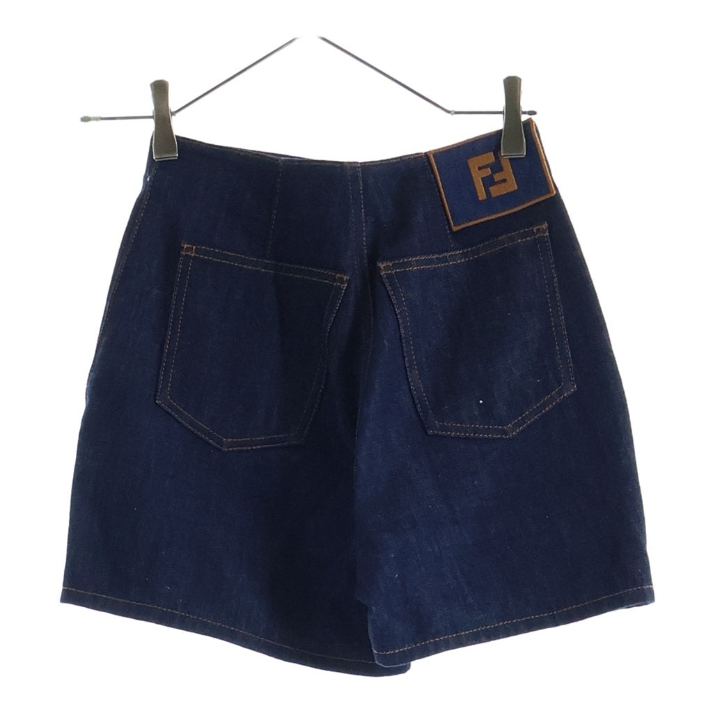 FENDI(フェンディ) レイヤードデザイン バイカラーデニムショーツ ショートパンツ バイカラー インディゴ ブルー 12CPZ-24-717 レディース