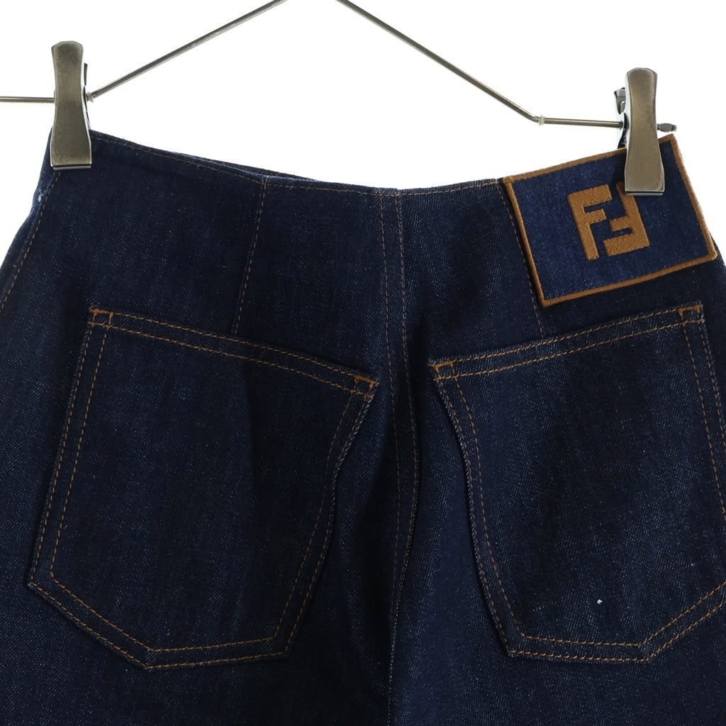 FENDI(フェンディ) レイヤードデザイン バイカラーデニムショーツ ショートパンツ バイカラー インディゴ ブルー 12CPZ-24-717 レディース