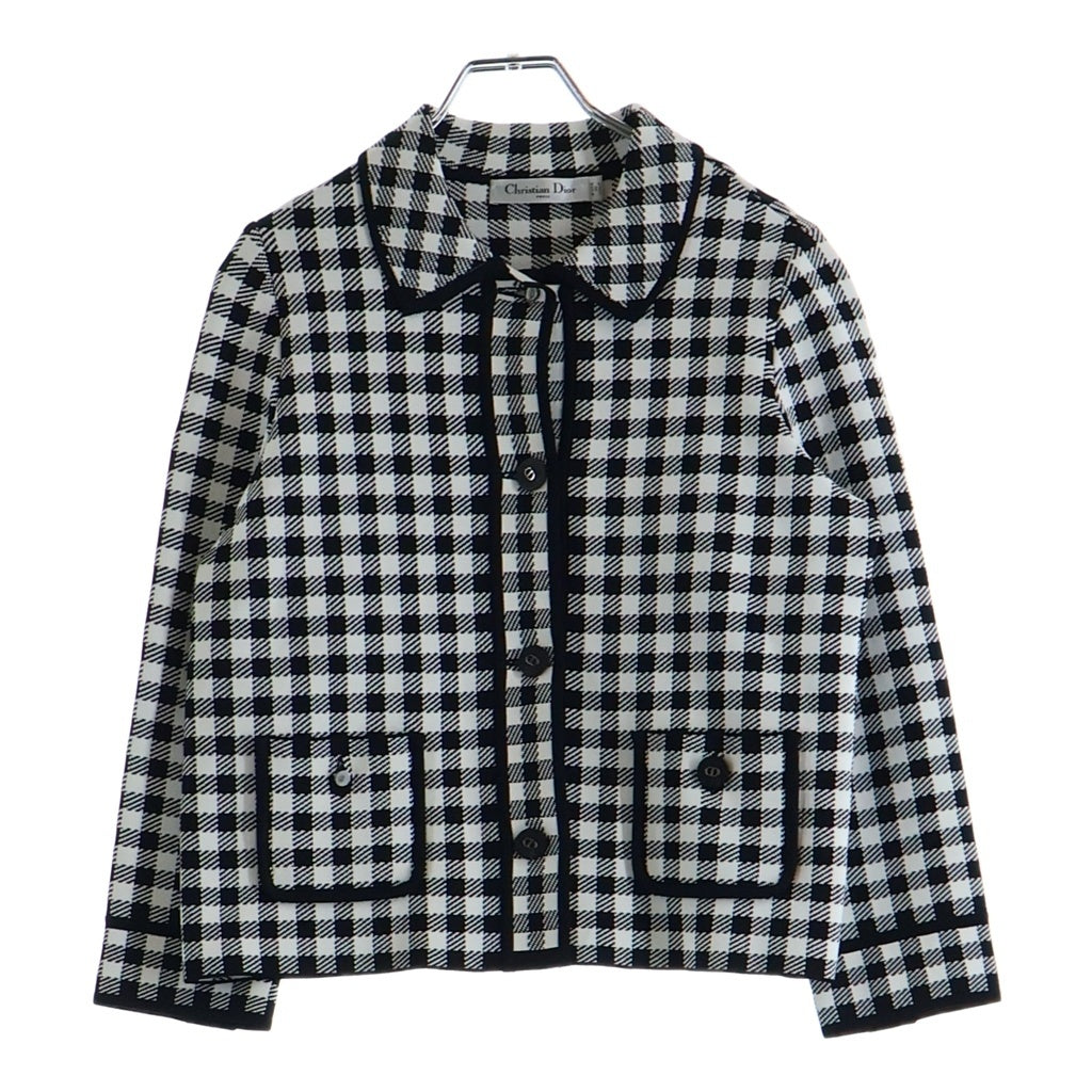 DIOR(ディオール) ギンガム チェック クロップドジャケット CDボタン レーヨン ナイロン ブラック/ホワイト254V53AM514 75164 レディース