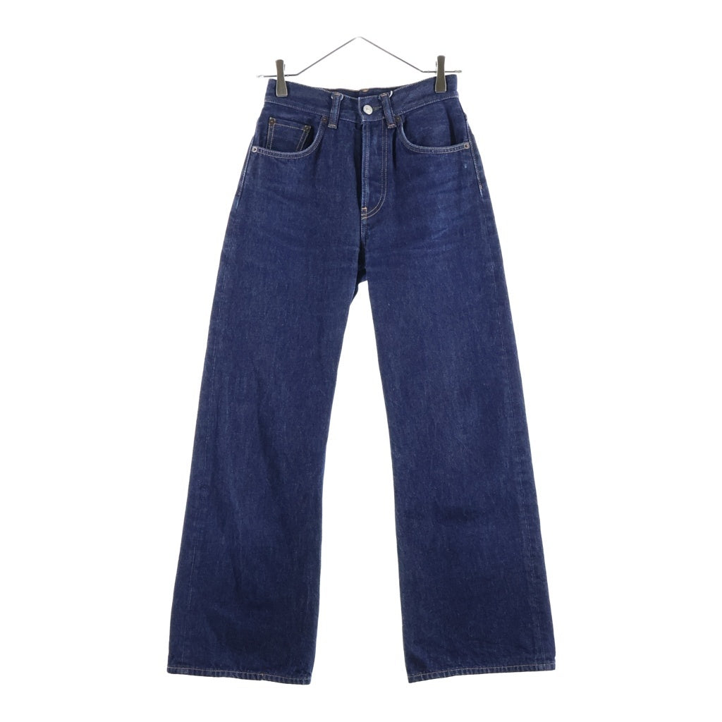 Acne Studios(アクネ ストゥディオズ) 2021F レギュラーフィットジーンズ デニムパンツ レザーロゴパッチ ボタンフライ ブルー A00522 レディース