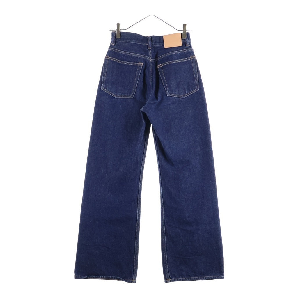 Acne Studios(アクネ ストゥディオズ) 2021F レギュラーフィットジーンズ デニムパンツ レザーロゴパッチ ボタンフライ ブルー A00522 レディース