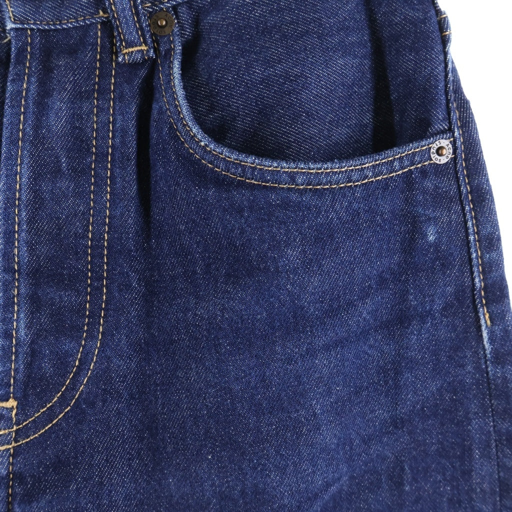 Acne Studios(アクネ ストゥディオズ) 2021F レギュラーフィットジーンズ デニムパンツ レザーロゴパッチ ボタンフライ ブルー A00522 レディース
