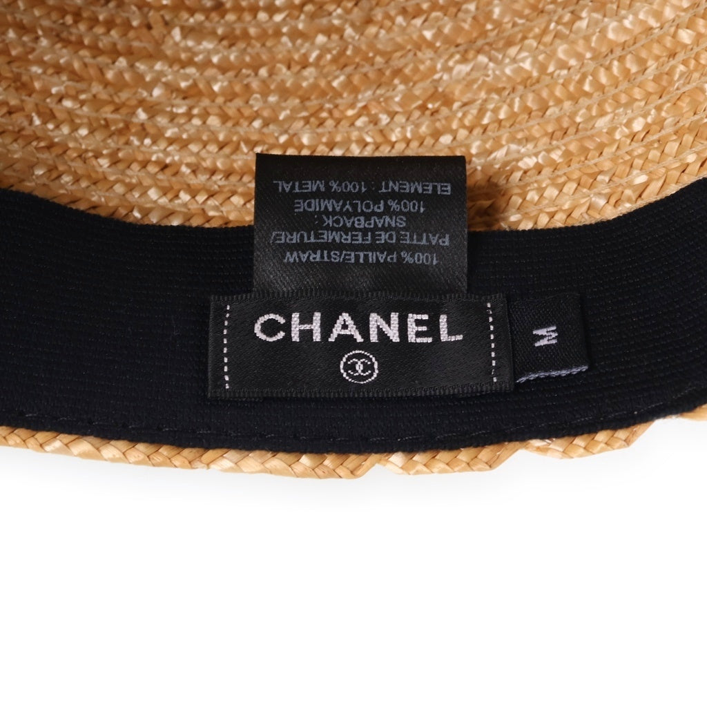 CHANEL(シャネル) ココマーク ストロー ベースボールキャップ ハット 帽子 ベージュ レディース