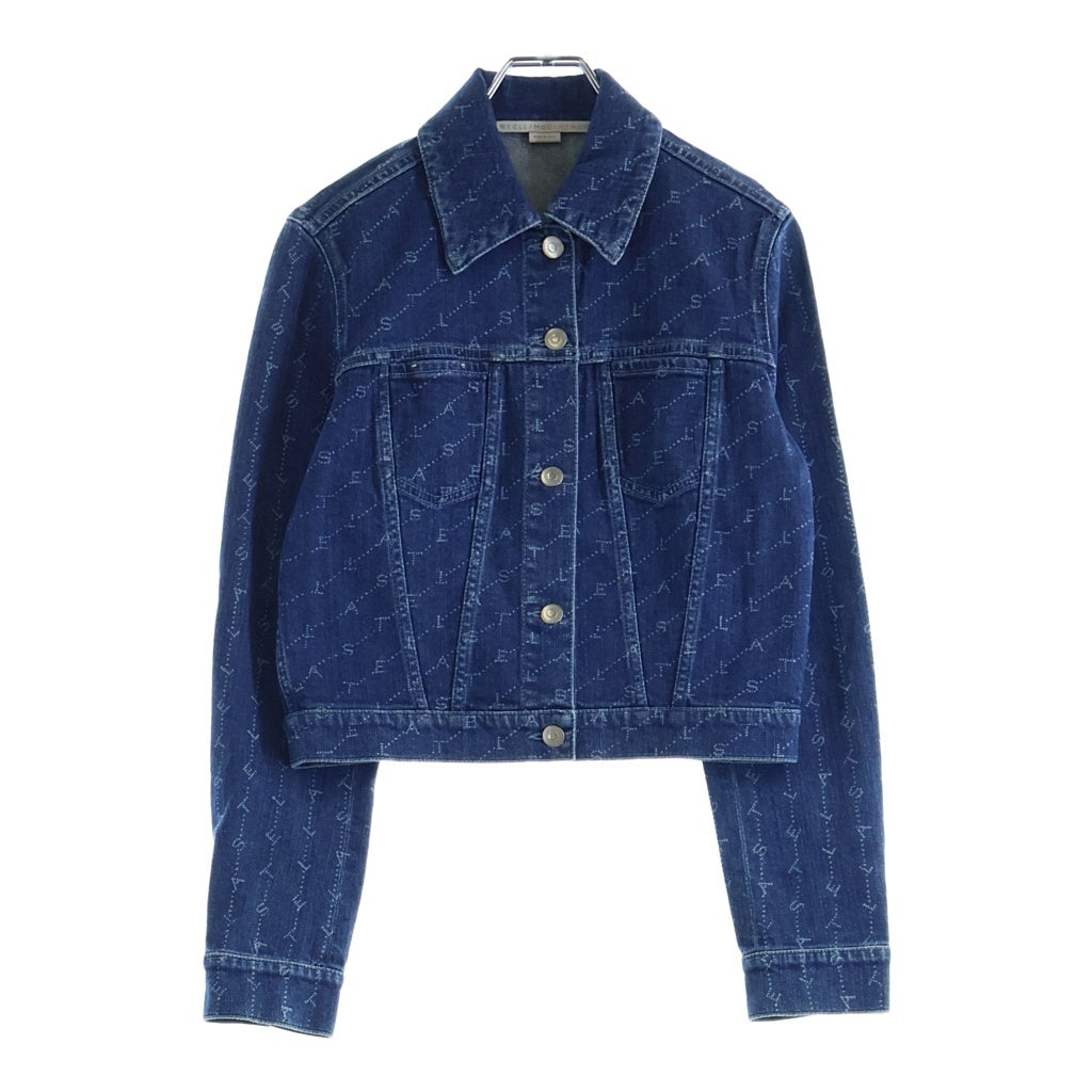 STELLA McCARTNEY(ステラマッカートニー) All over monogram print crop denim jacket クロップドデニムジャケット ブルー 548560-SMH40-4401 レディース