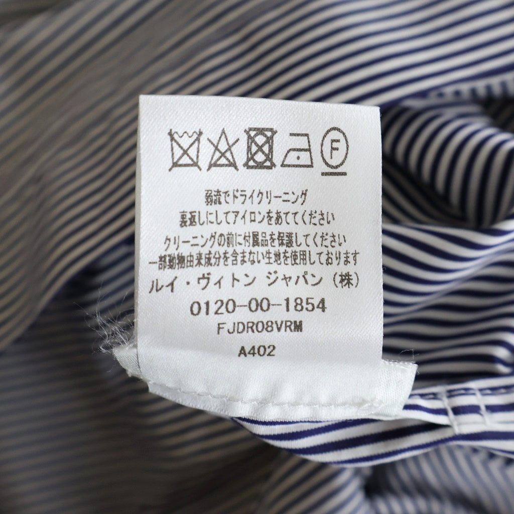 LOUIS VUITTON(ルイヴィトン) モノグラム ストライプ シルク長袖比翼シャツワンピース コットン ブルー/ホワイト FJDR08VRM A402 レディース