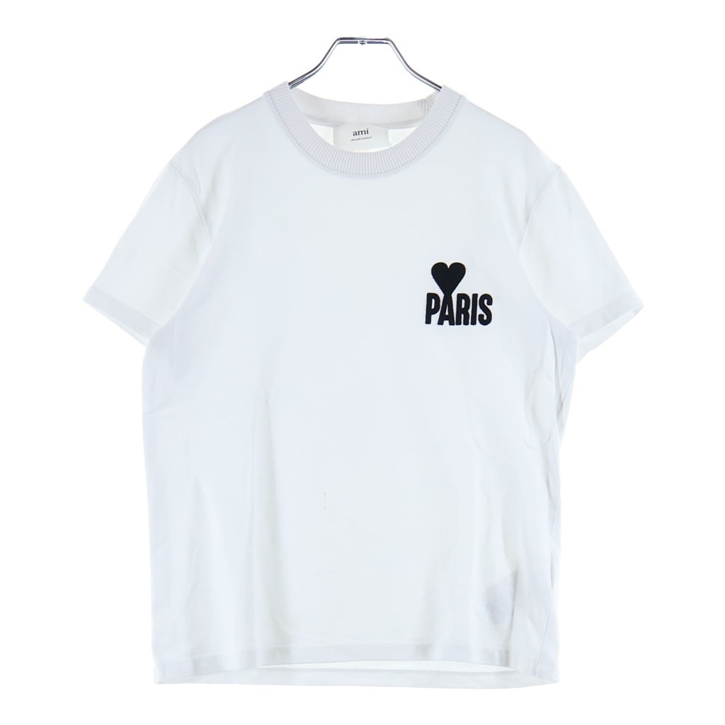 ami paris(アミパリス) PARIS AMI DE COEUR T SHIRT ハートロゴ刺繍 半袖コットンTシャツ カットソー ホワイト UTS014.701 レディース