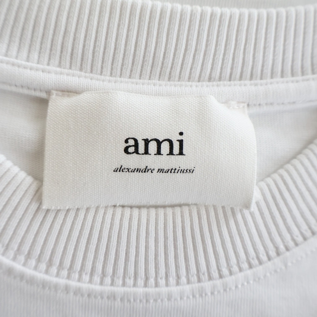 ami paris(アミパリス) PARIS AMI DE COEUR T SHIRT ハートロゴ刺繍 半袖コットンTシャツ カットソー ホワイト UTS014.701 レディース