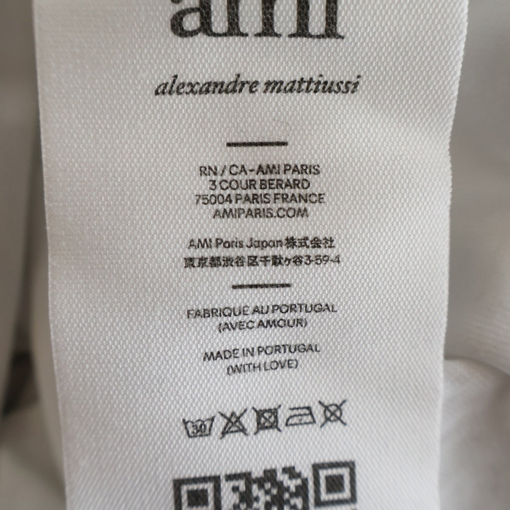 ami paris(アミパリス) PARIS AMI DE COEUR T SHIRT ハートロゴ刺繍 半袖コットンTシャツ カットソー ホワイト UTS014.701 レディース