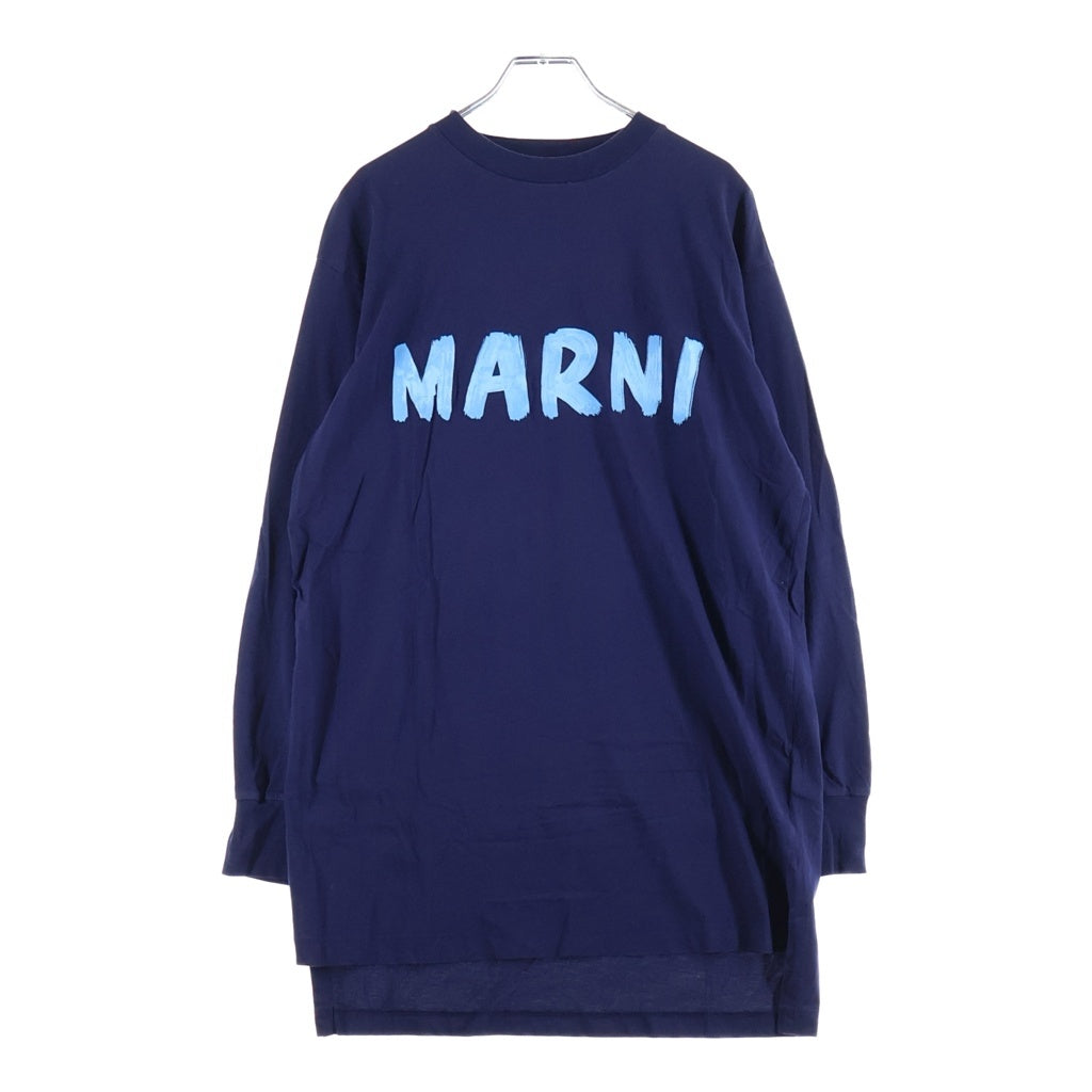 MARNI(マルニ) 22AW LOGO L/S TEE 長袖ロゴTシャツ カットソー ロンT コットン ネイビー THJE0129PN レディース