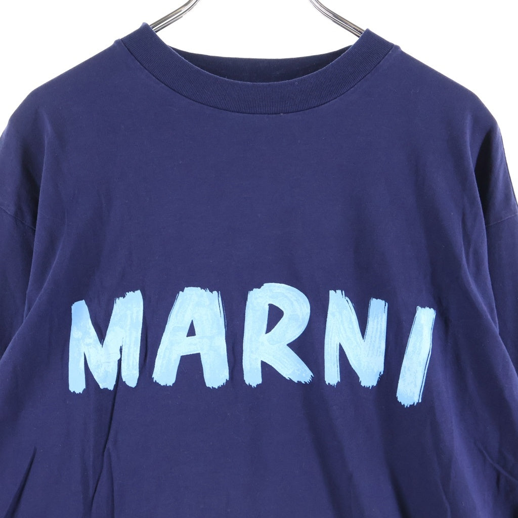 MARNI(マルニ) 22AW LOGO L/S TEE 長袖ロゴTシャツ カットソー ロンT コットン ネイビー THJE0129PN レディース