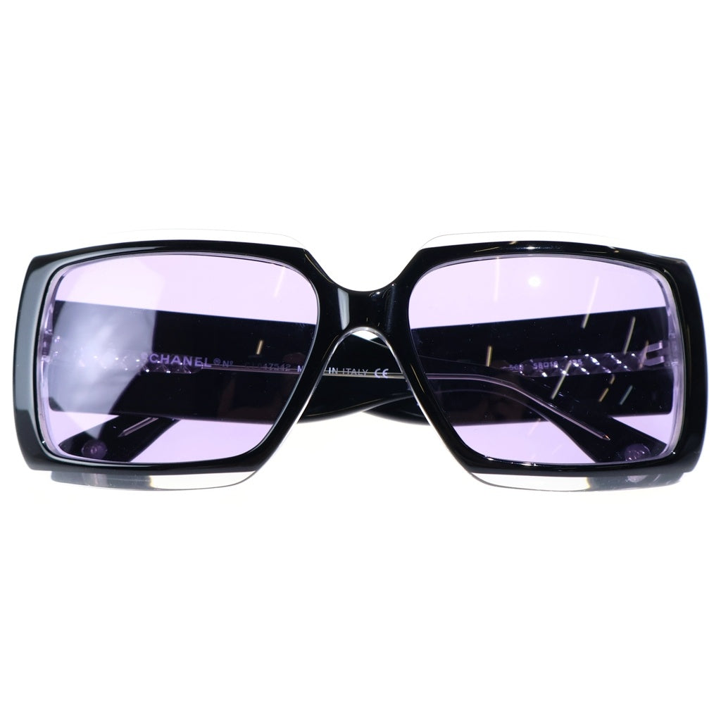 CHANEL(シャネル) チョコバー スクエアフレーム サングラス アイウェア 56□16-135 ブラック/パープル 5028 レディース
